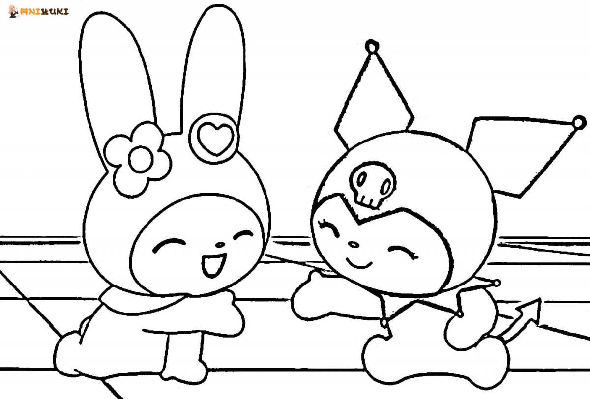 Kuromi and Mai Melodi's exciting coloring page
