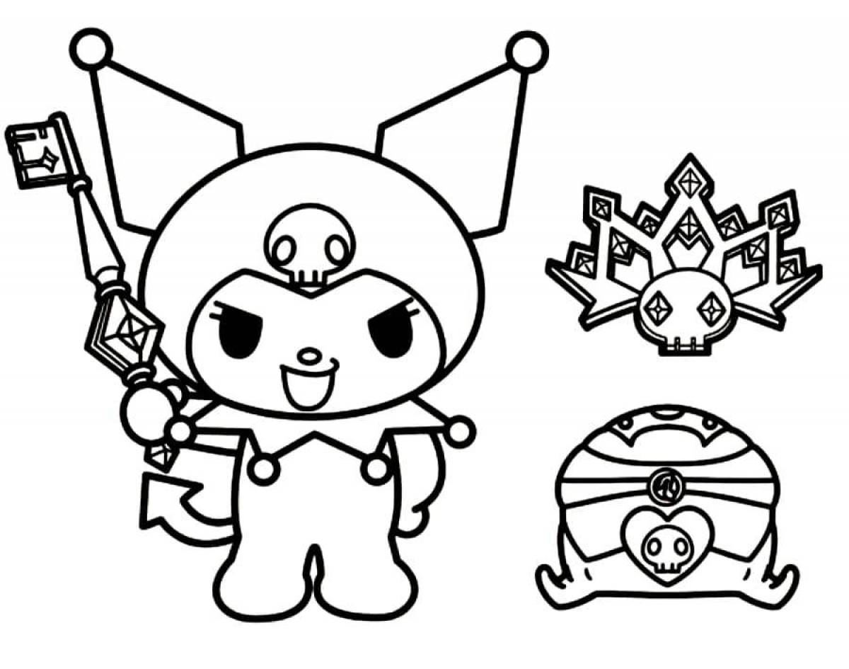 Amazing kuromi and mai melody coloring page