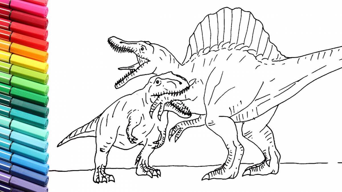 Brightly colored spinosaurus coloring page
