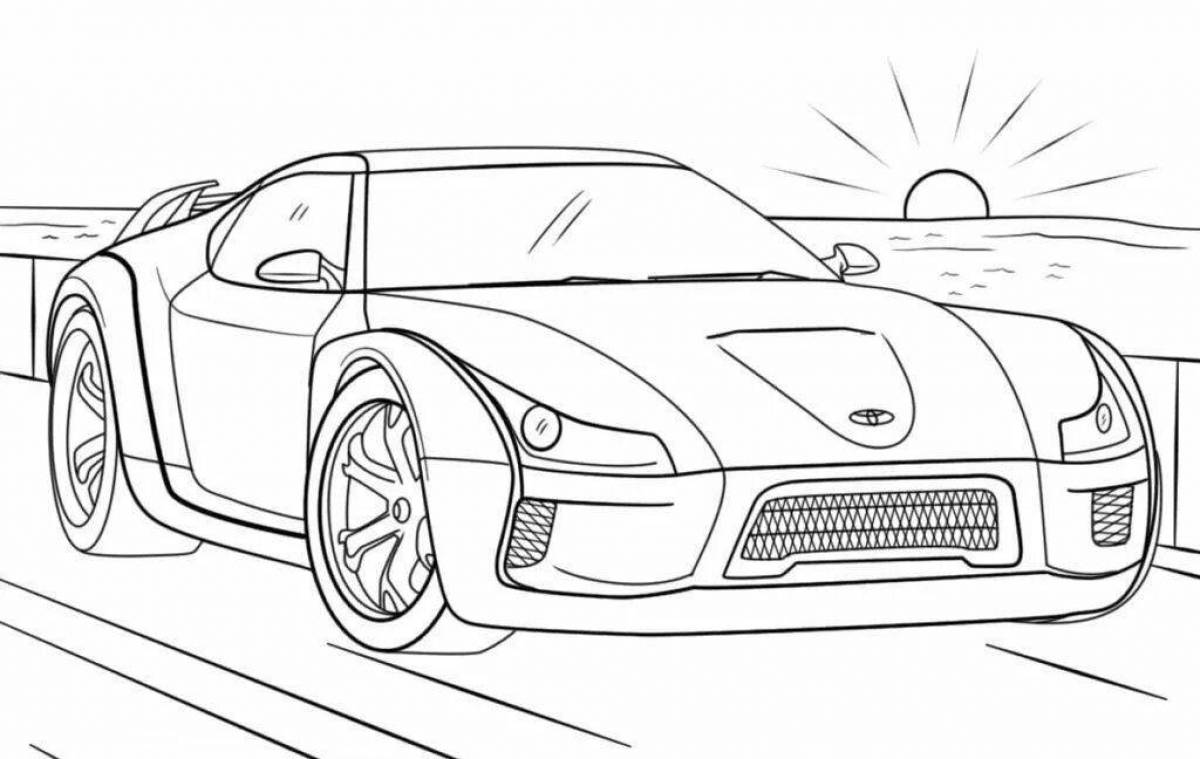 Coloring page of a trendy sports car