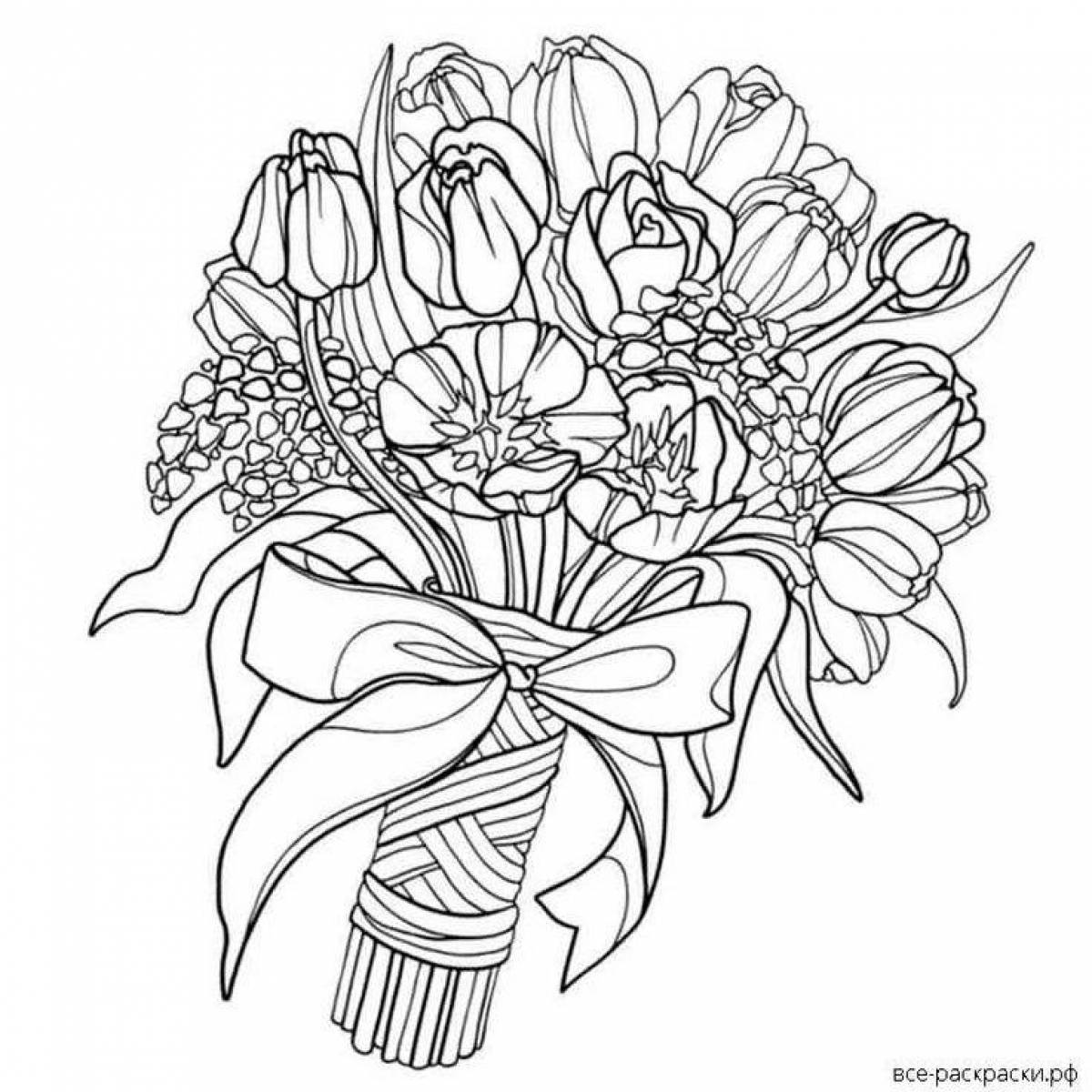 Coloring page charming bouquet