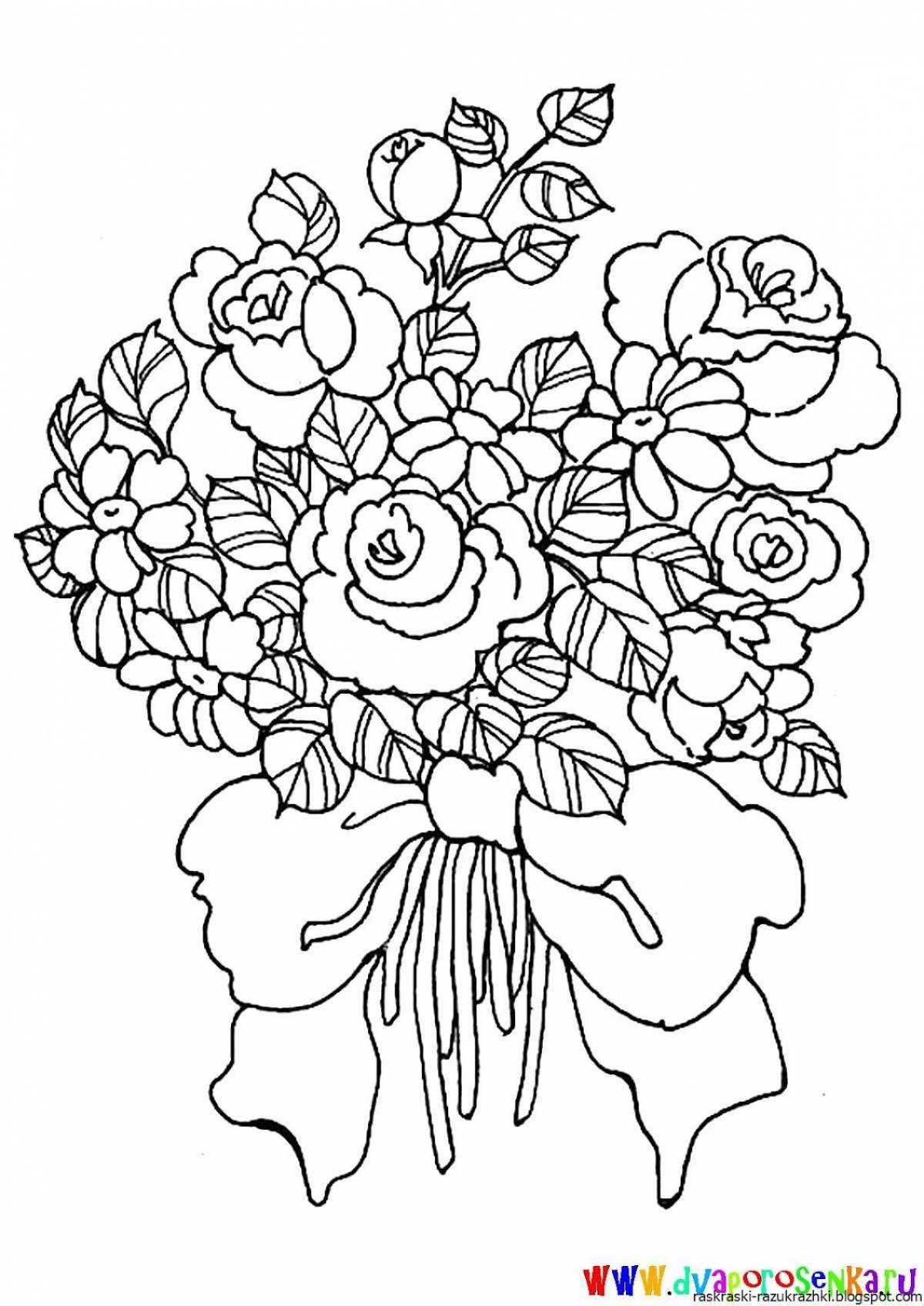 Coloring book gorgeous bouquet