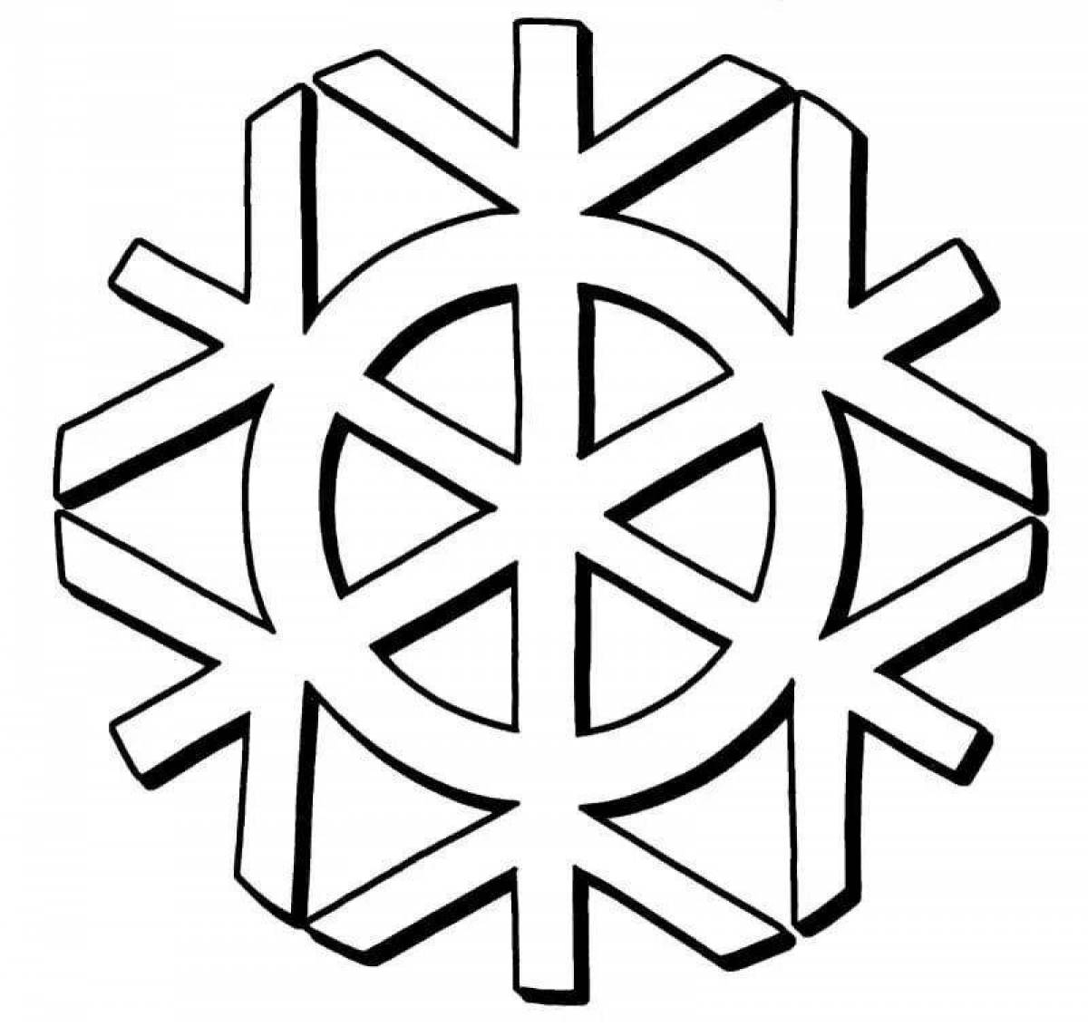 Coloring page energetic snowflake for kids