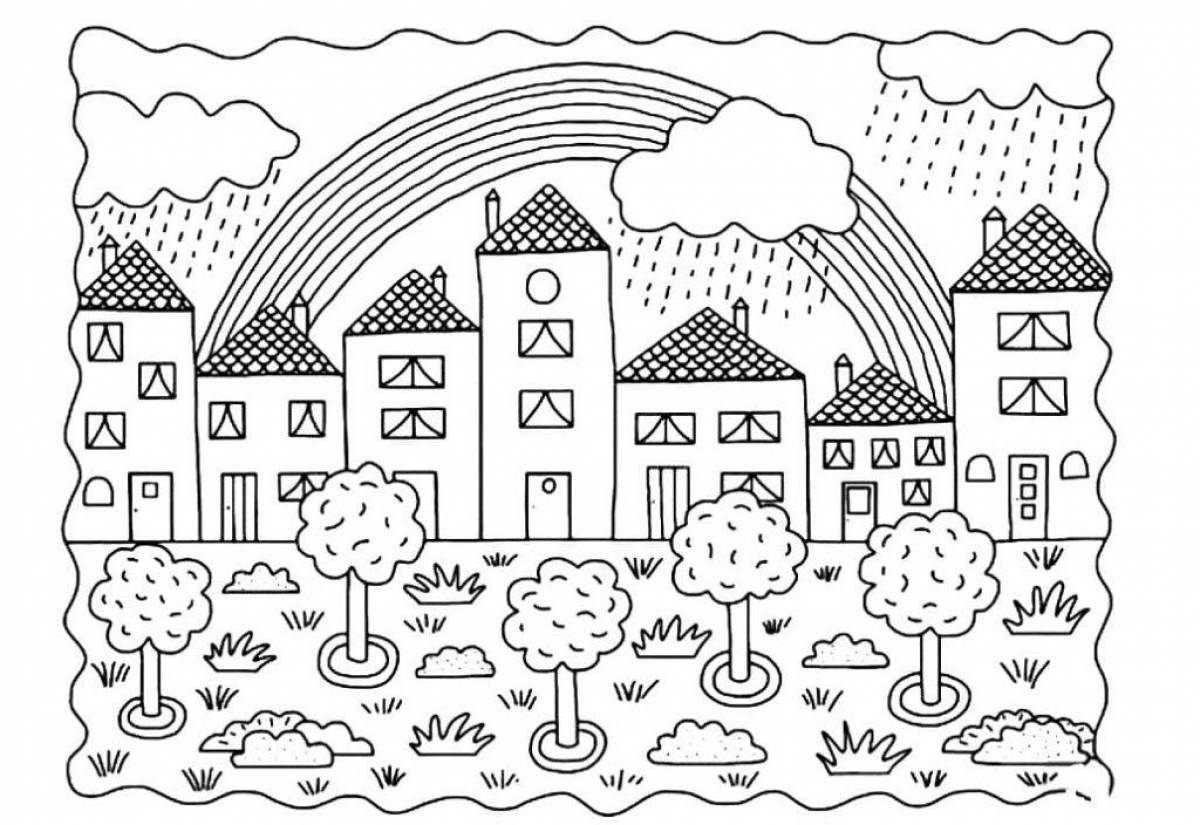 Coloring book magic city for kids