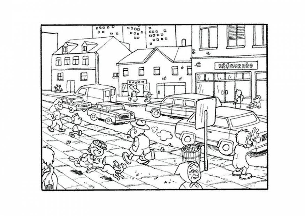 Adorable city coloring book for kids