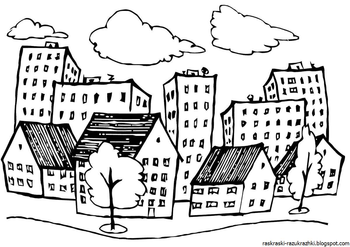 Entertaining city coloring book for kids