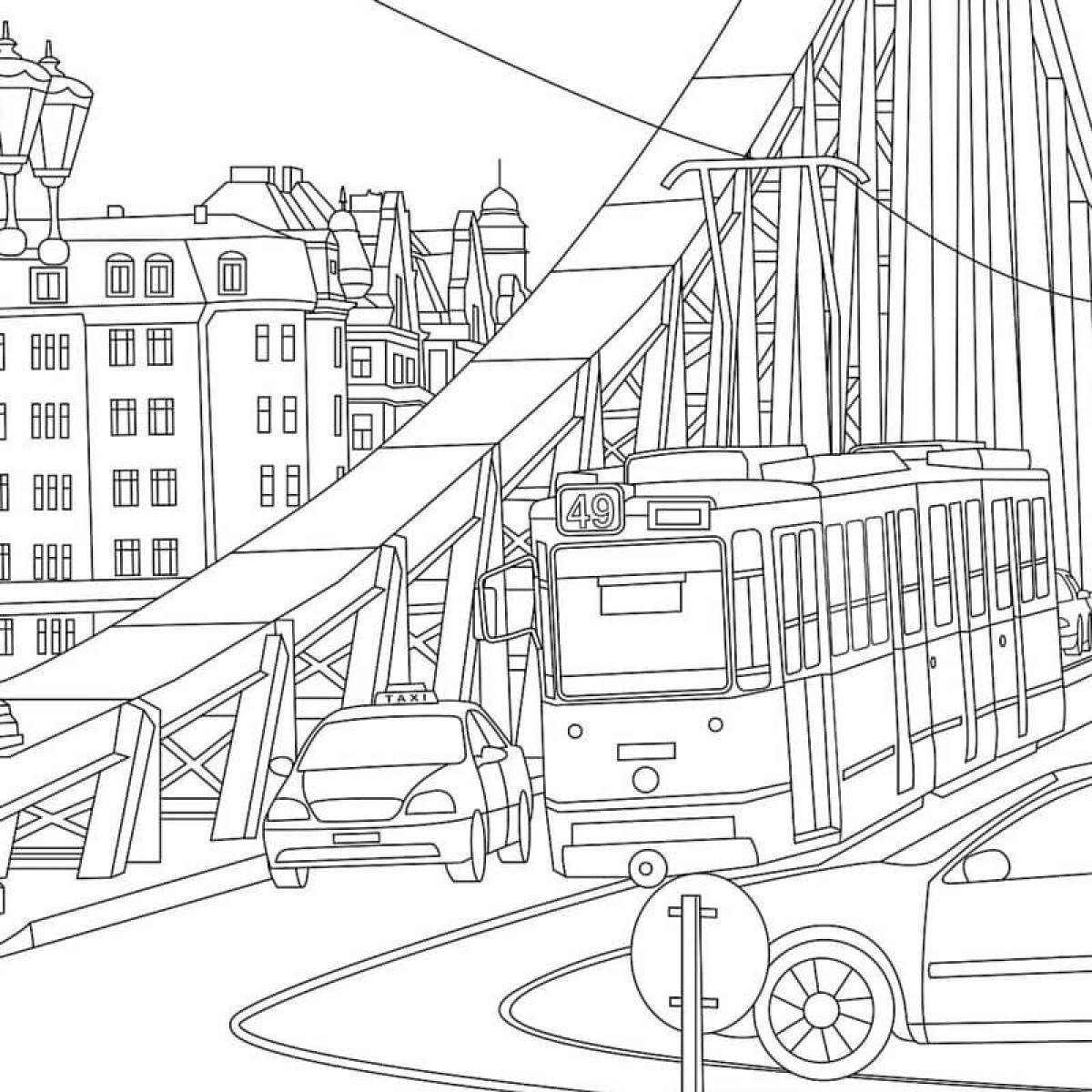 Attractive city coloring book for kids
