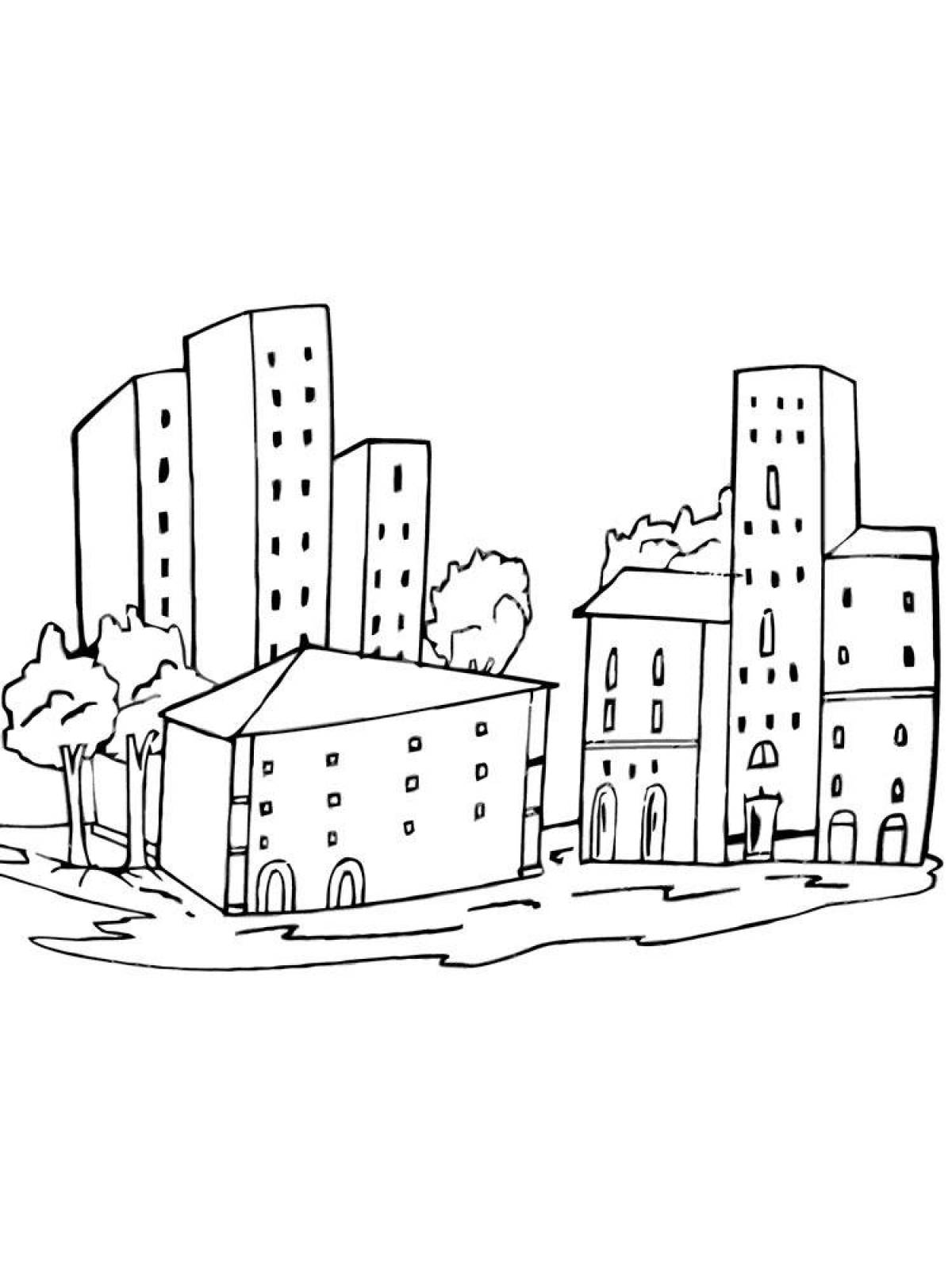 Inspirational city coloring book for kids