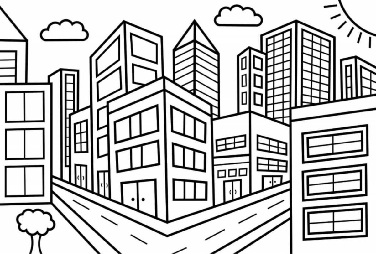 Innovative city coloring book for kids