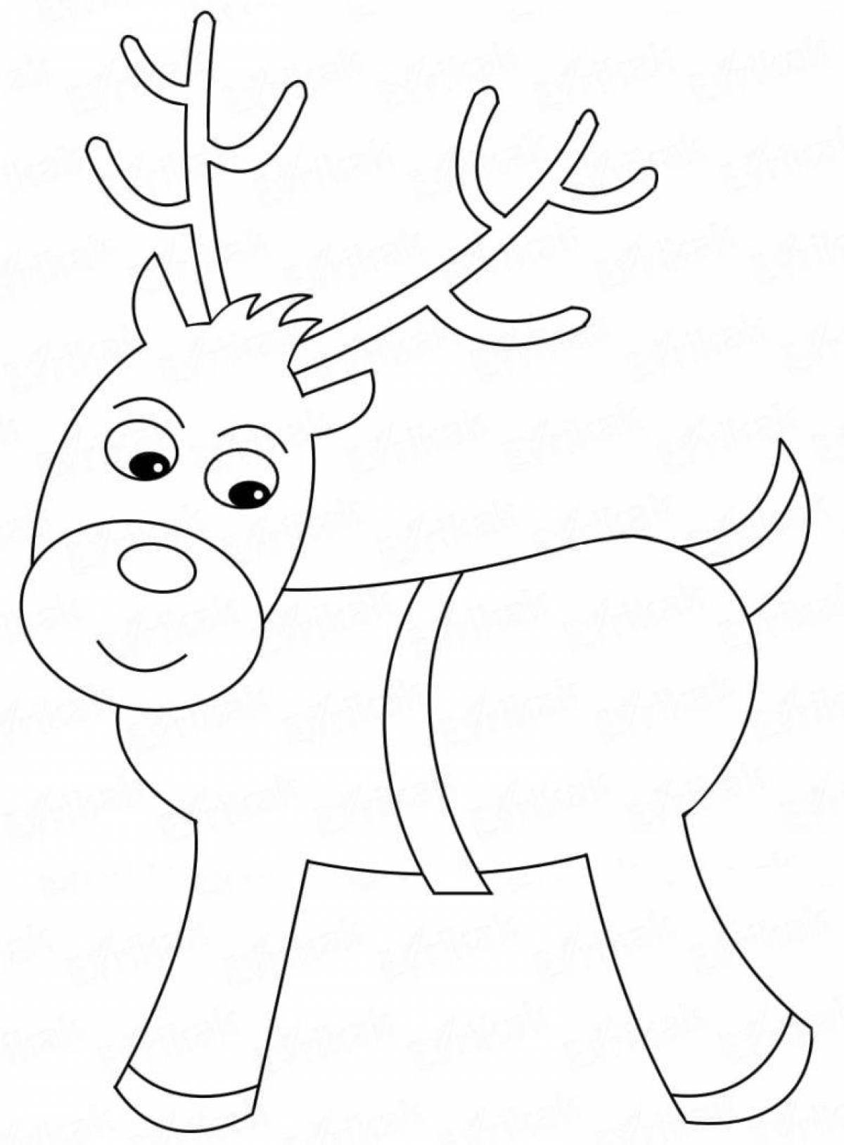 Раскраска веселый рождественский олень