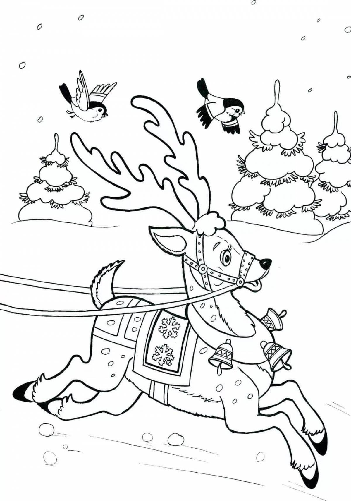 Раскраска игривый рождественский олень
