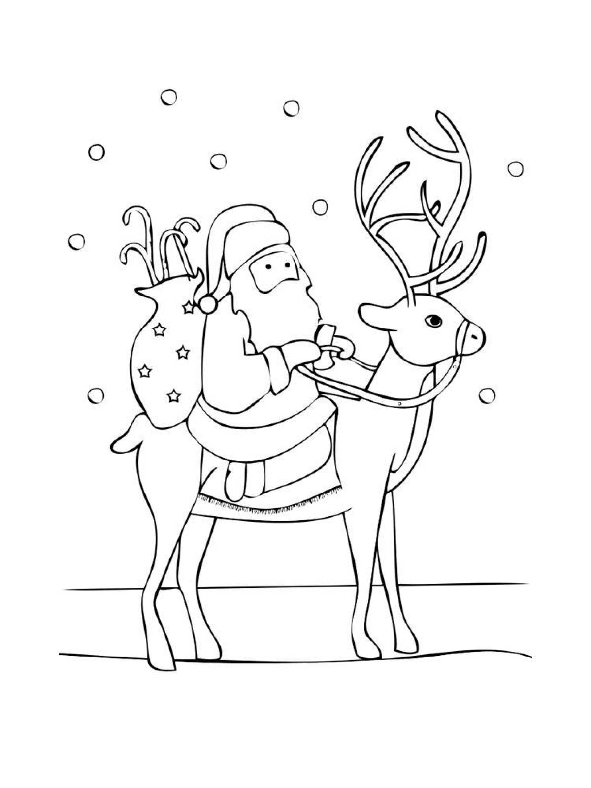 Merry christmas deer coloring page