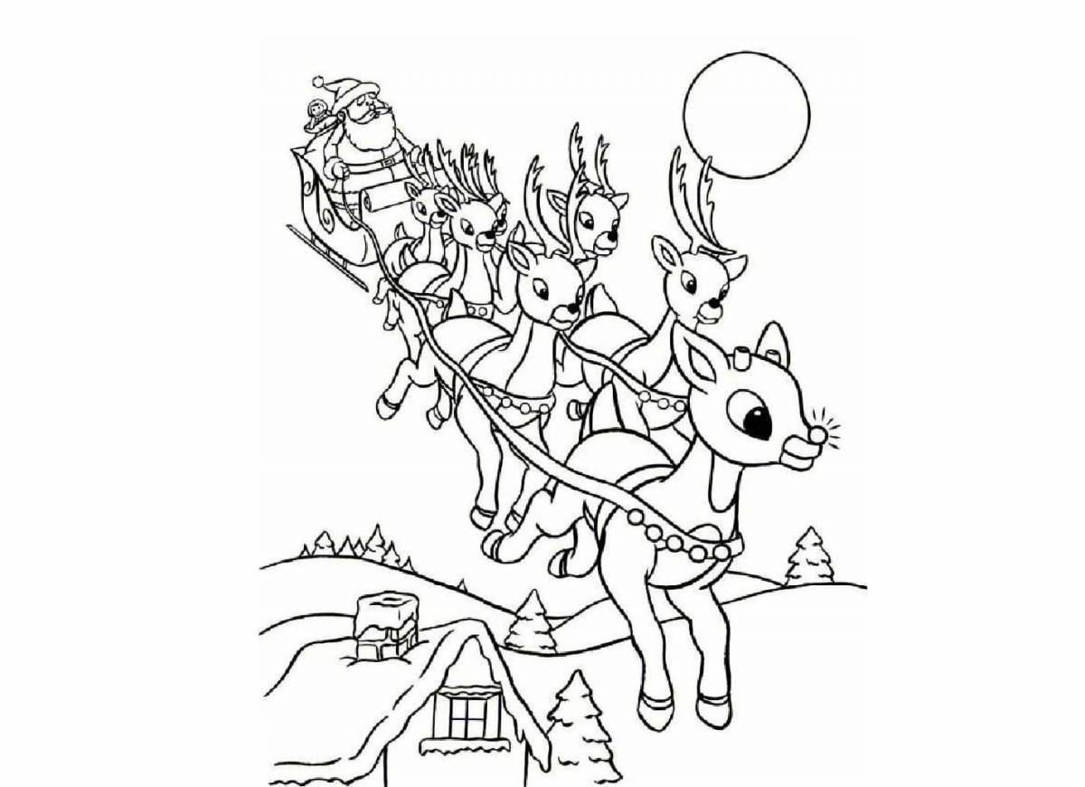 Gorgeous Christmas reindeer coloring page
