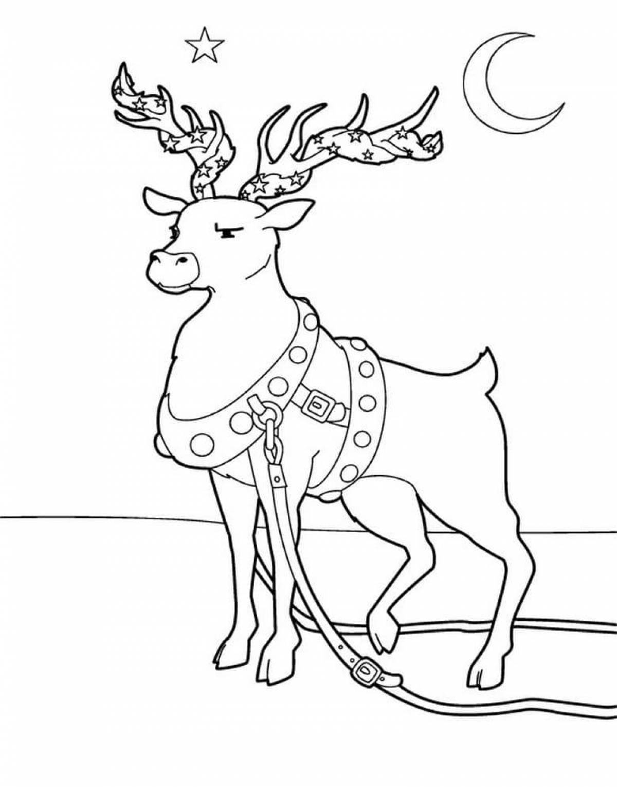 Rampant Christmas deer coloring book