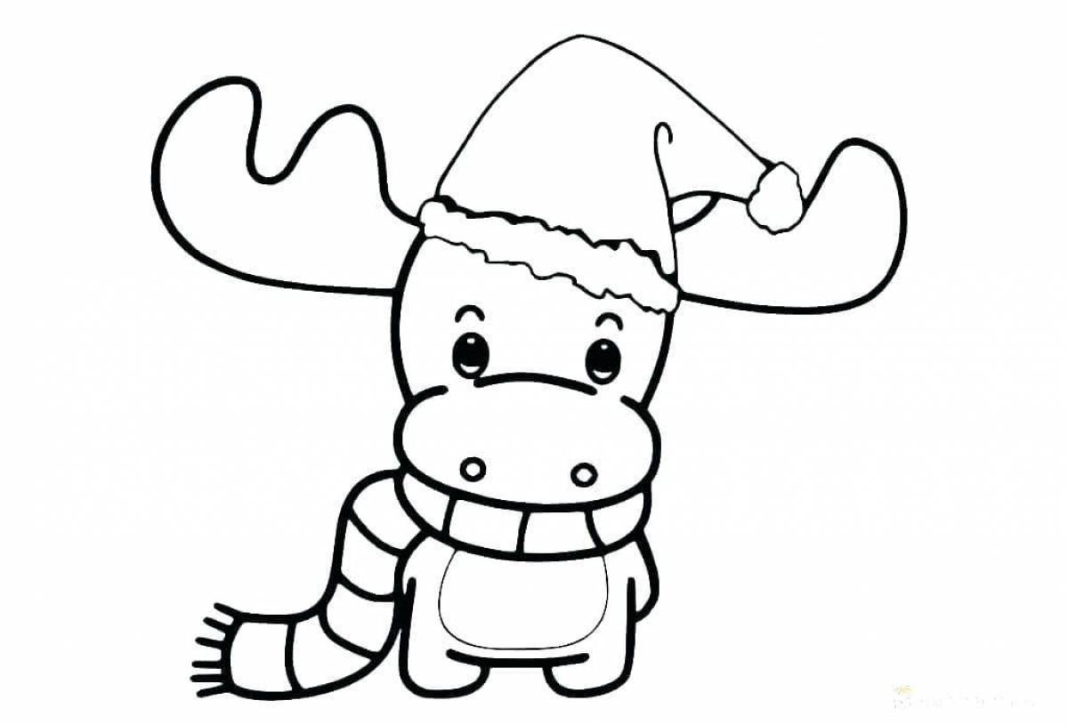 Glamourous Christmas reindeer coloring page