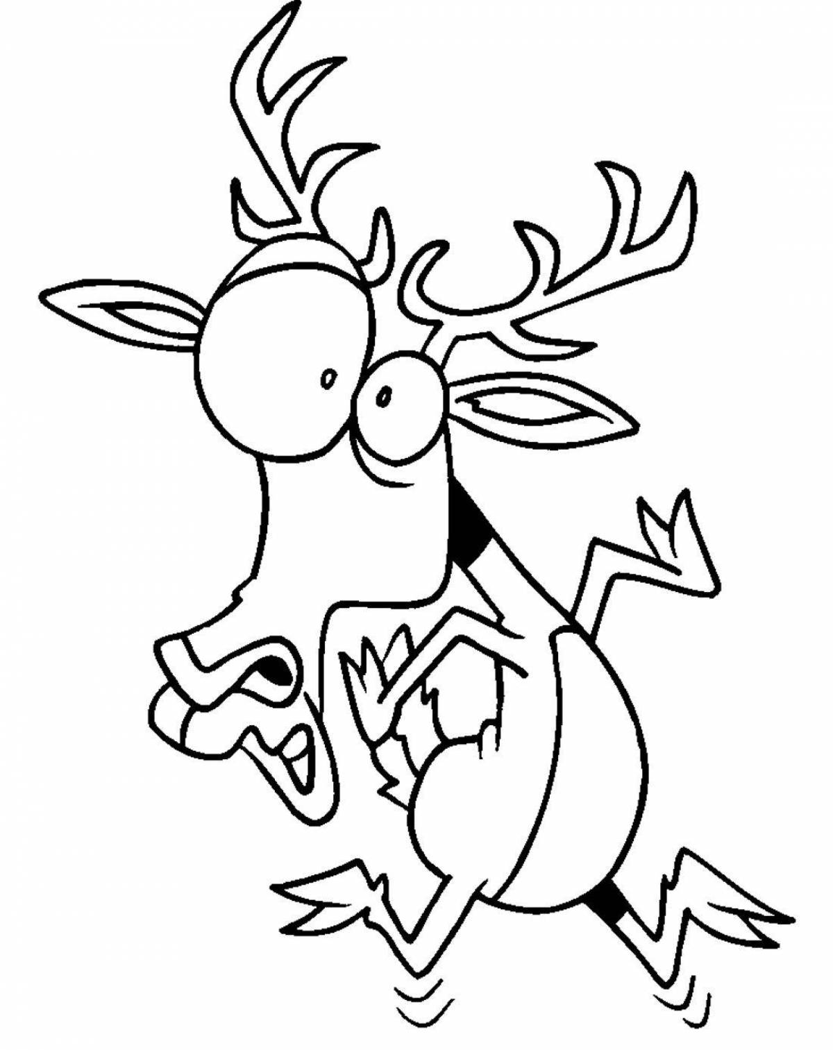 Exotic Christmas deer coloring page