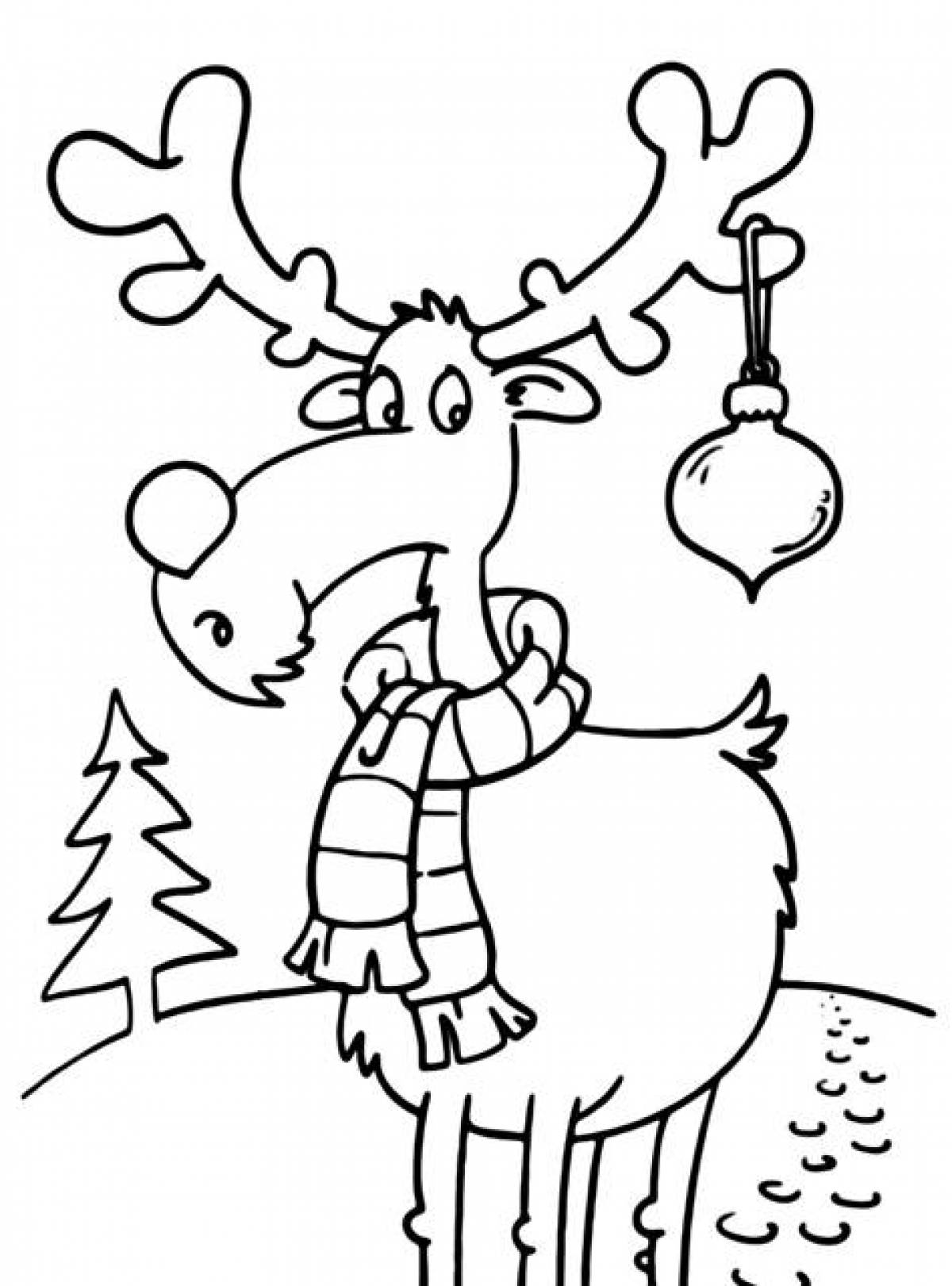 Fancy Christmas reindeer coloring page