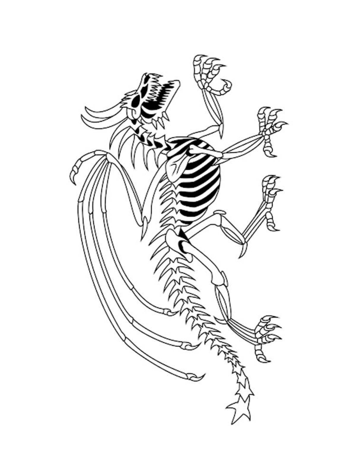 Замысловатая страница раскраски скелета