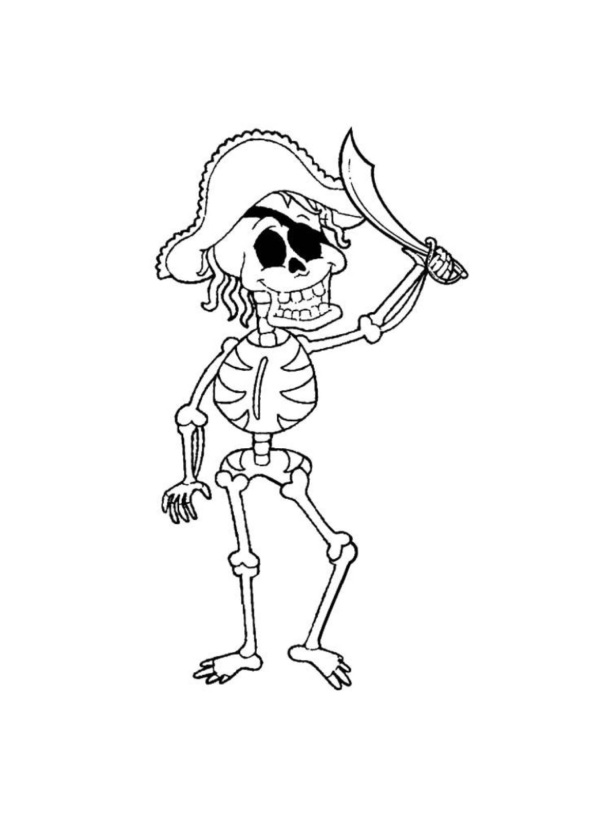 Coloring scary skeleton