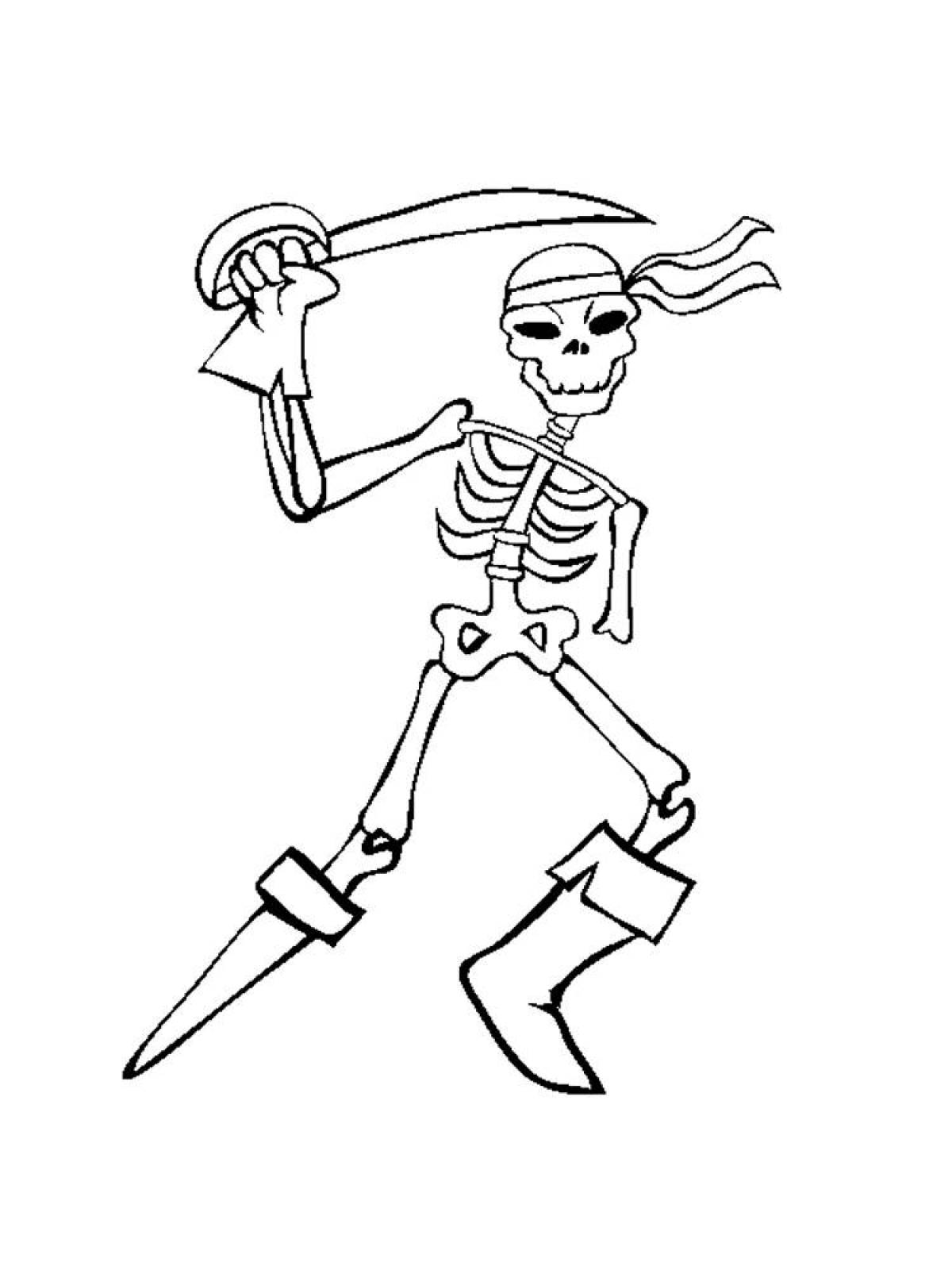 Coloring cartoon skeleton