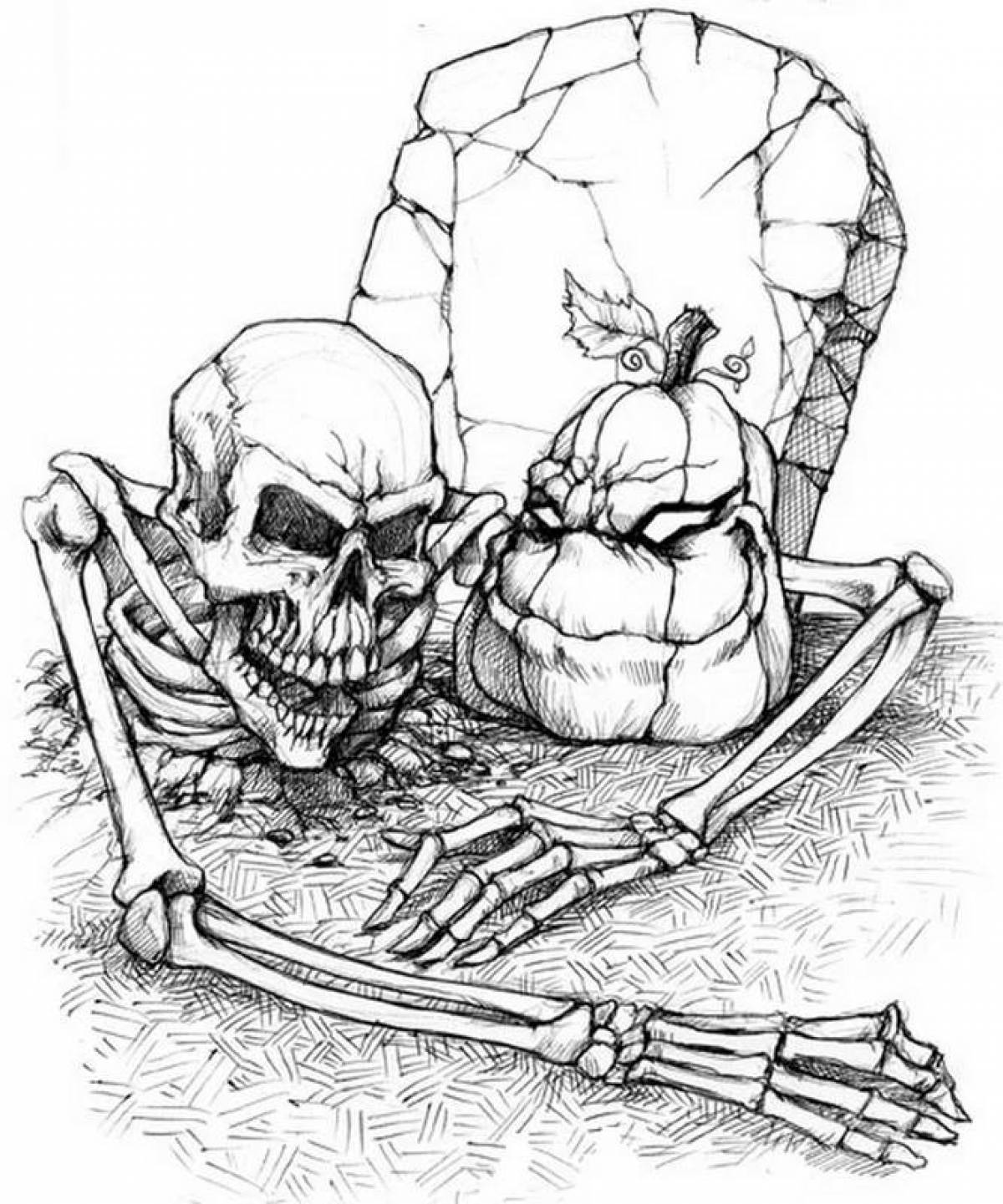 Раскраска мрачный скелет