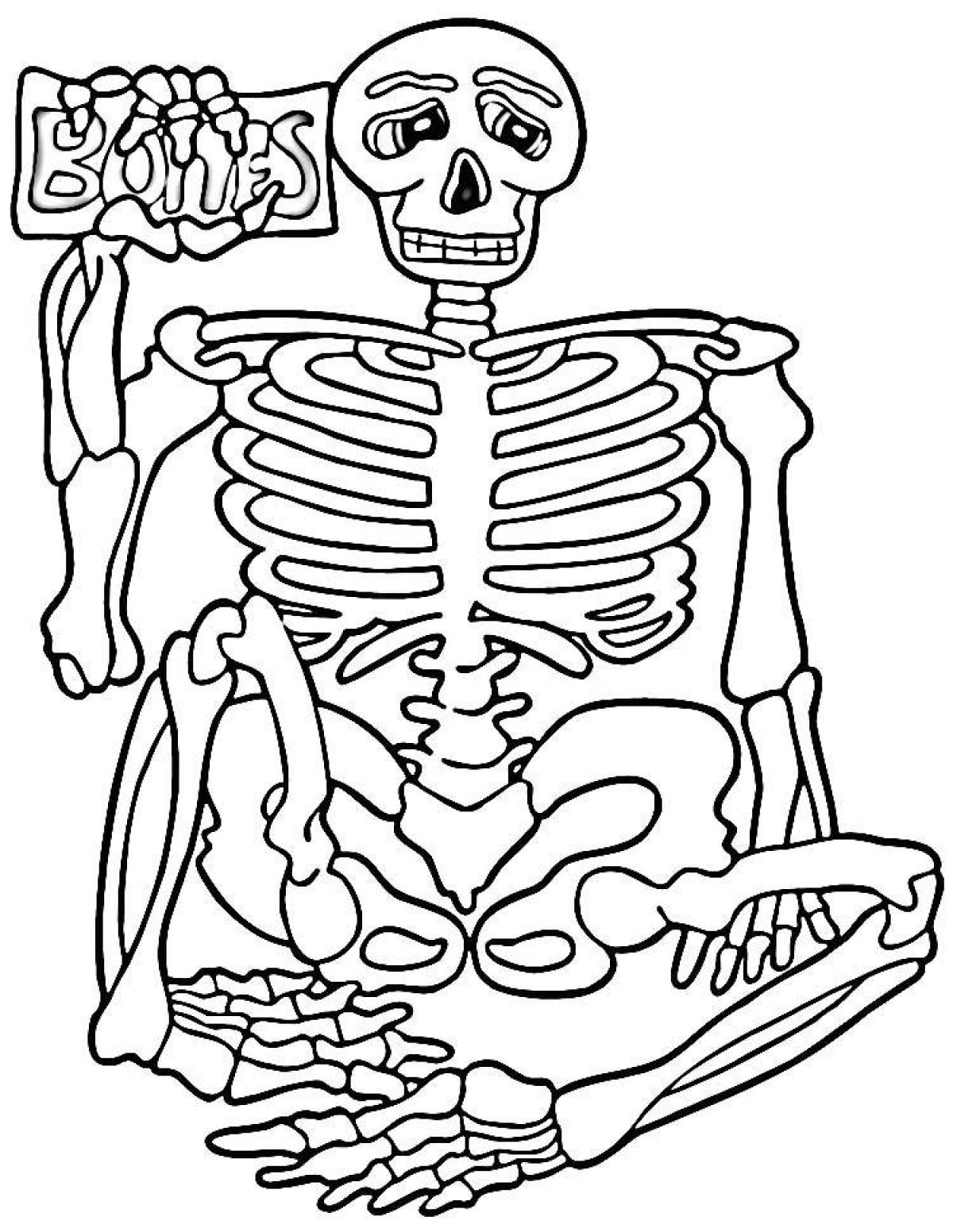 Раскраска Танцующий скелет на Хэллоуин