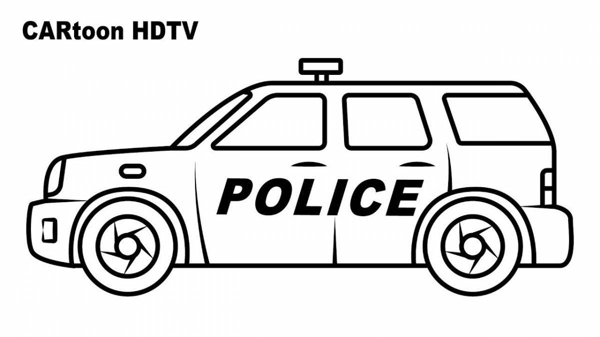 Восхитительная страница раскраски полицейской машины для детей