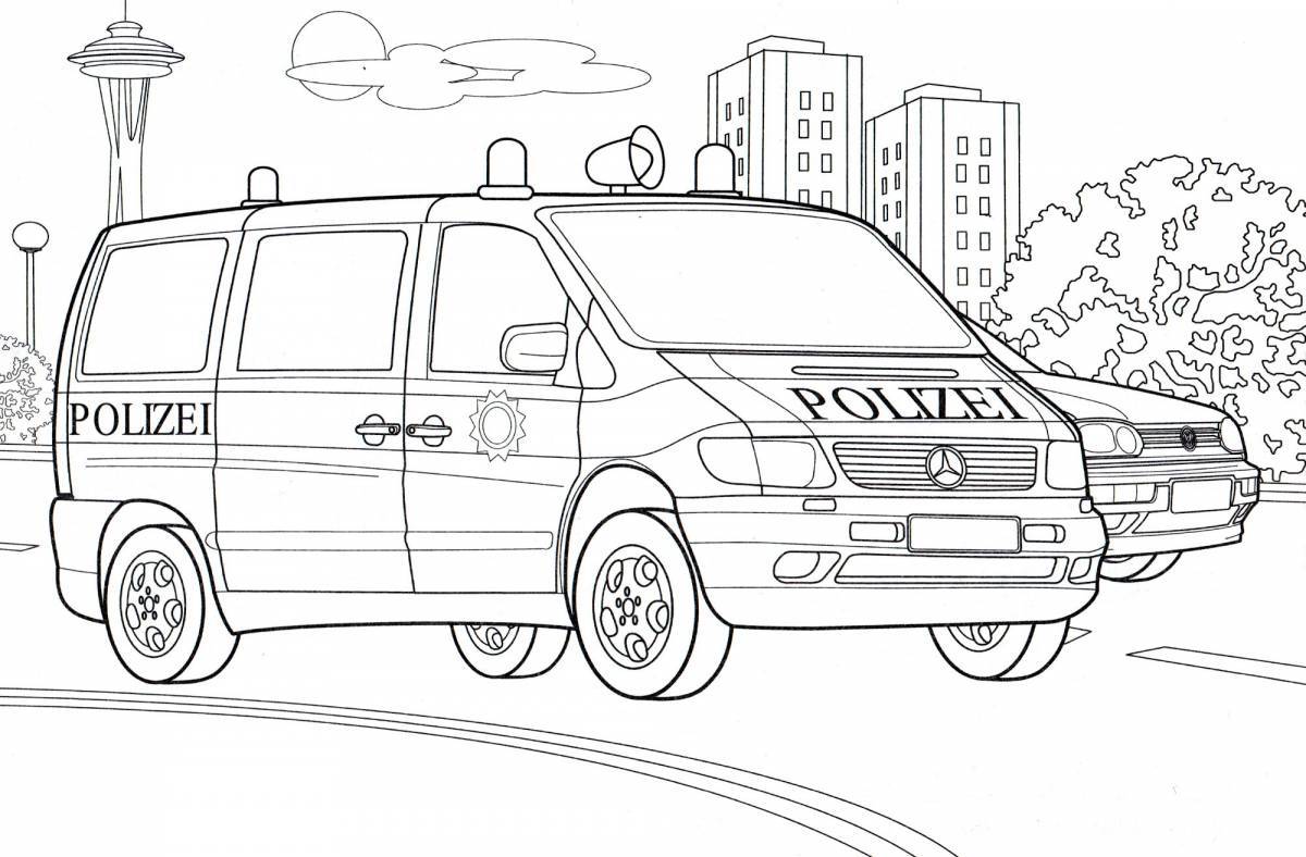 Attractive police car coloring book for kids