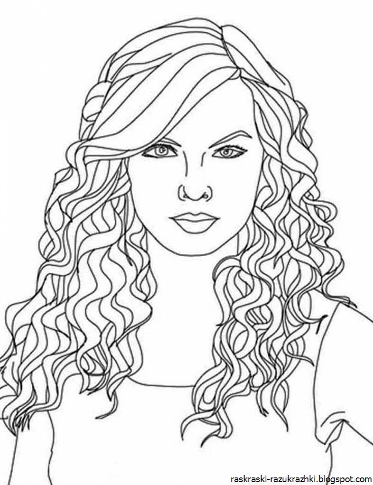 Radiant coloring page people girls