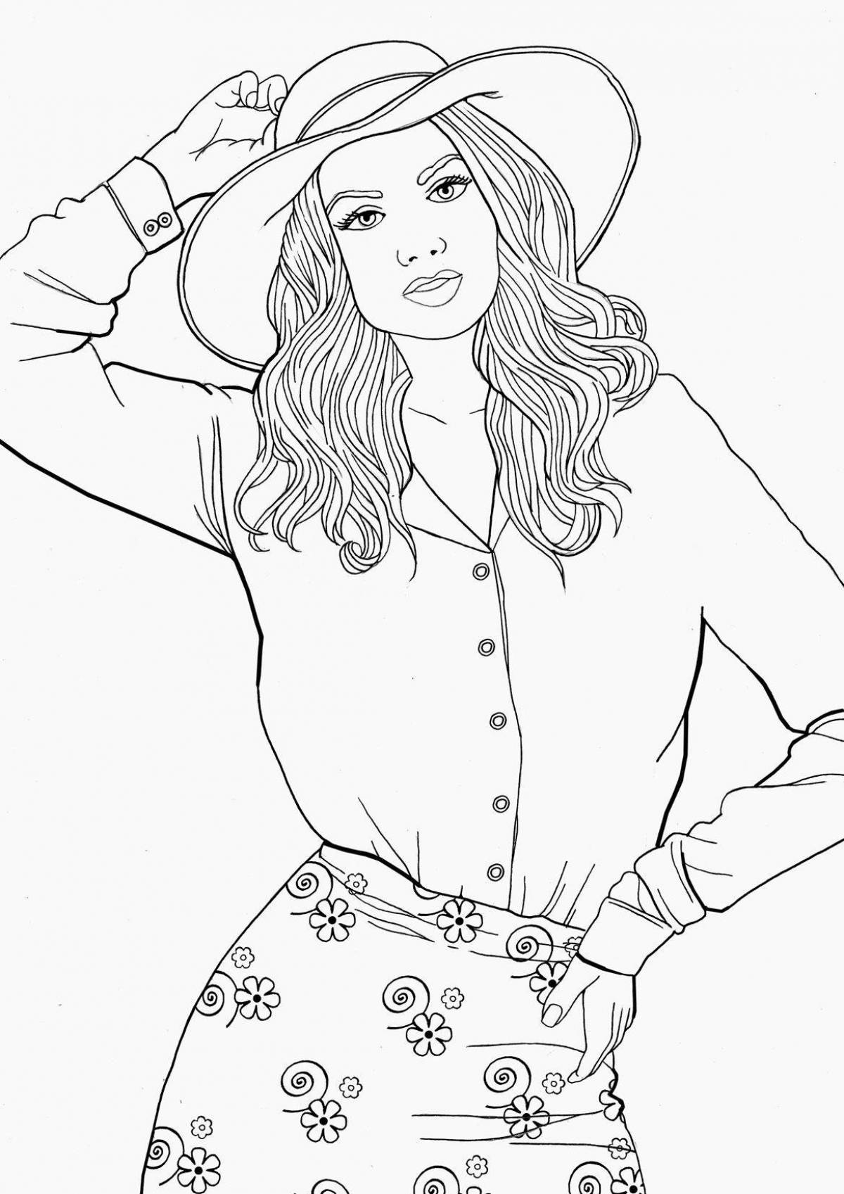 Smiling coloring pages people girls