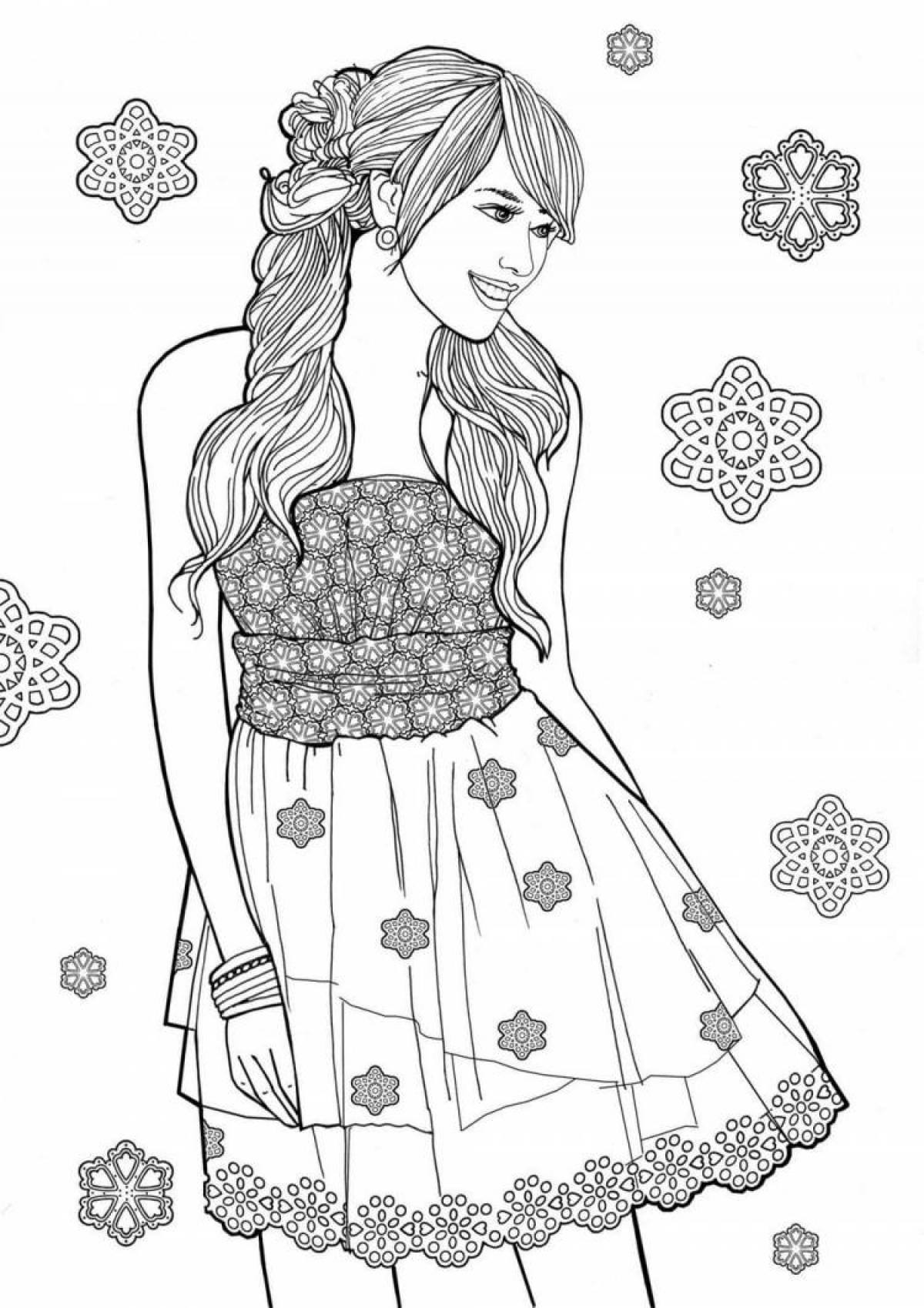 Charming coloring pages people girls