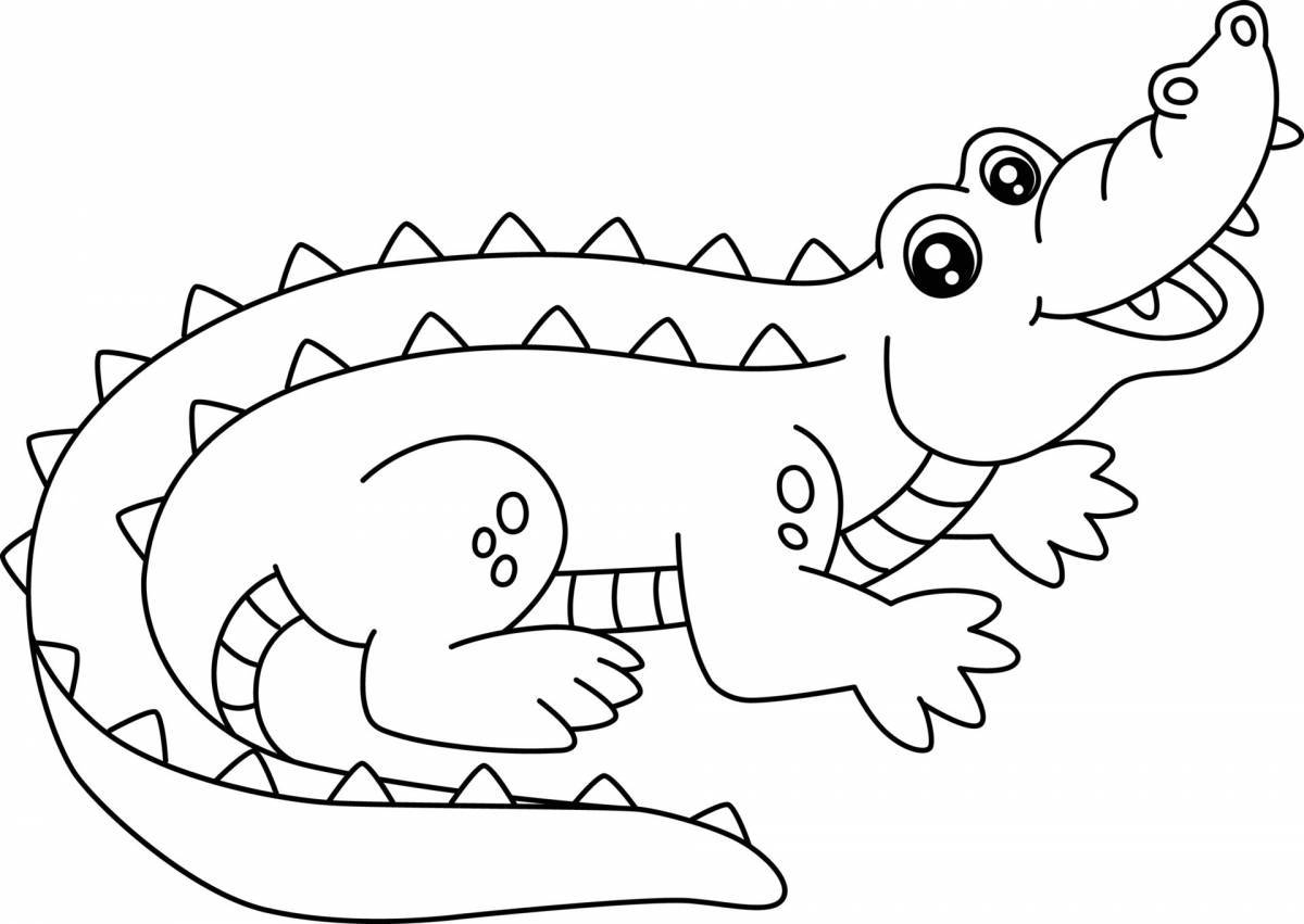 Игривая страница раскраски крокодила для детей