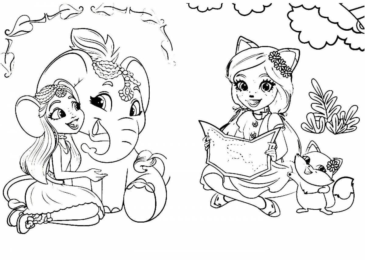 Enchantimals colorful coloring pages for kids