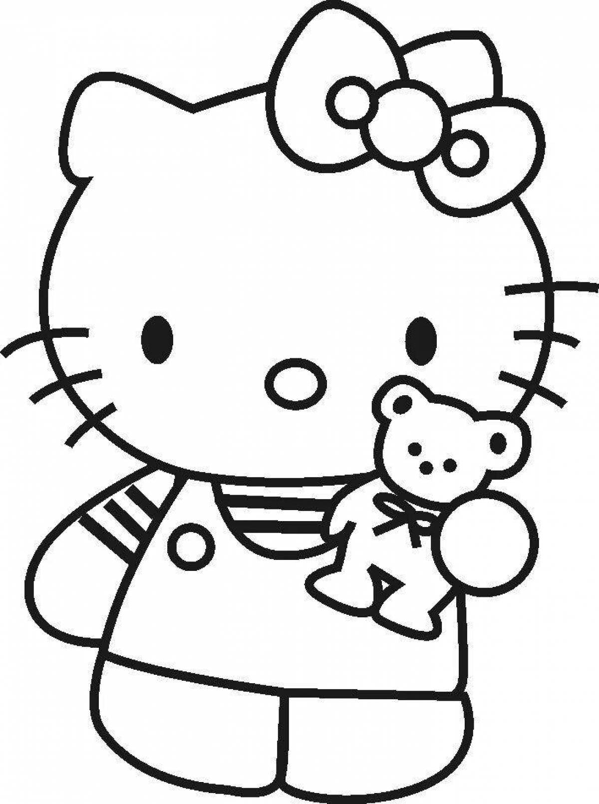 Playful hello kitty coloring page for kids