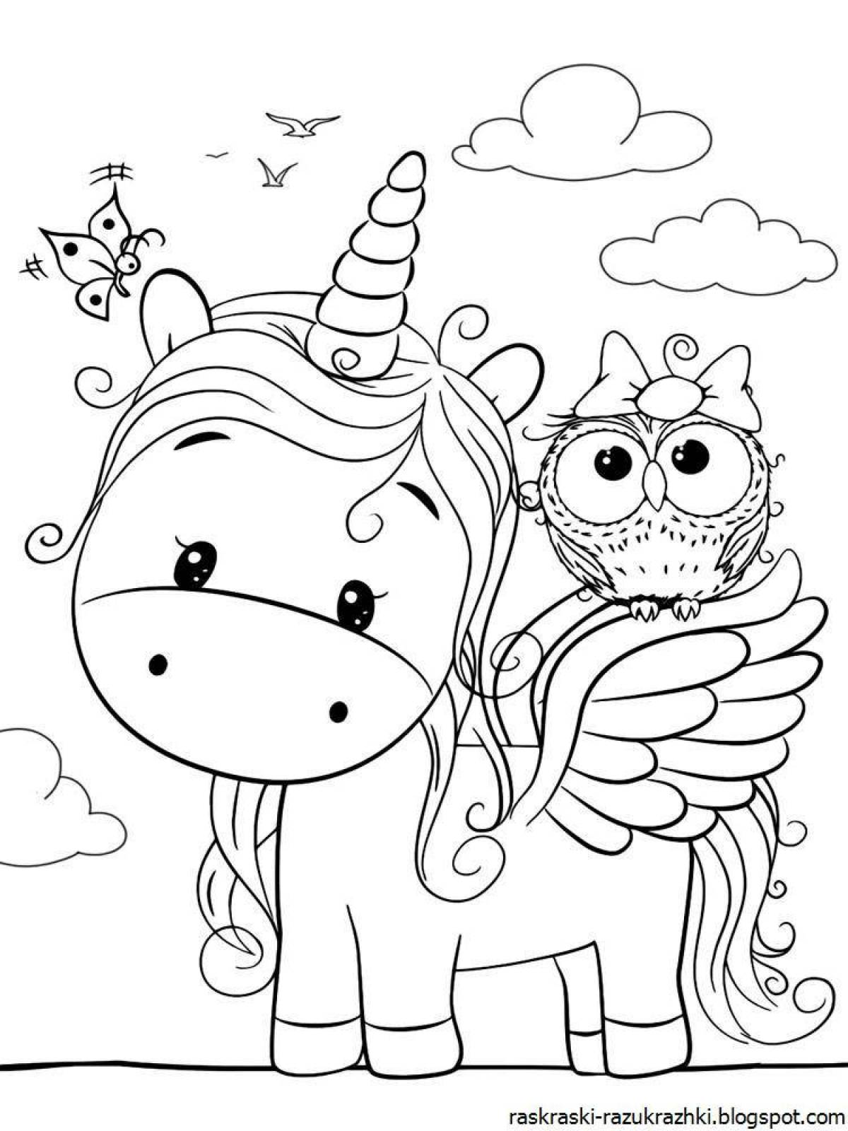 Live coloring unicorn for children 6-7 years old