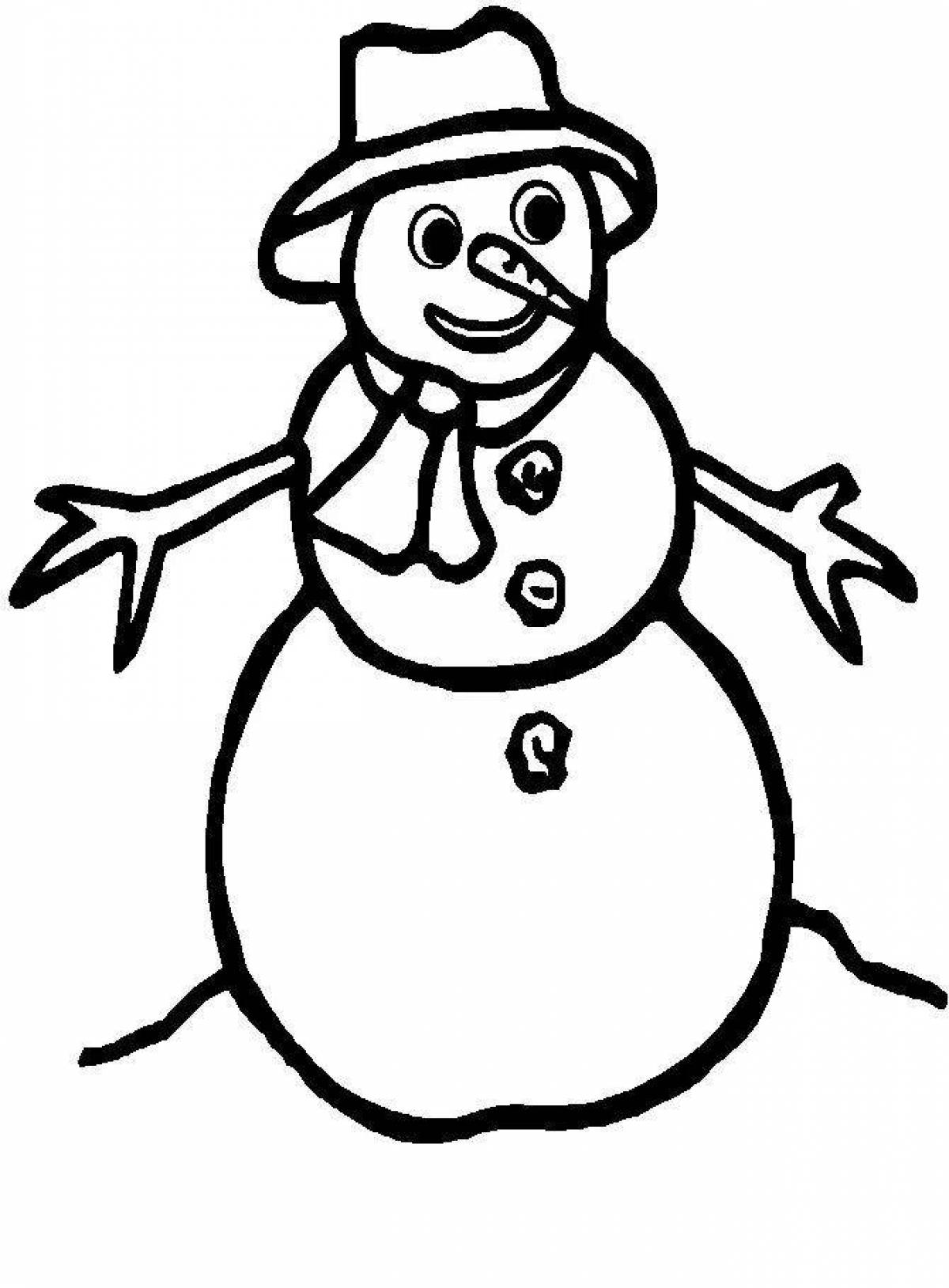 Праздничная раскраска снеговик для детей 2-3 лет