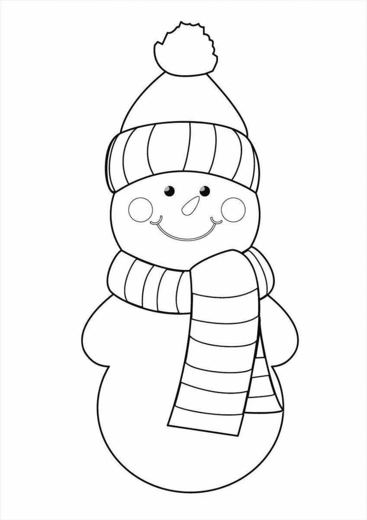 Красочная раскраска снеговик для детей 2-3 лет