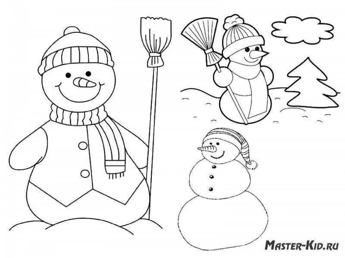 Playful snowman coloring book for kids 2-3 years old