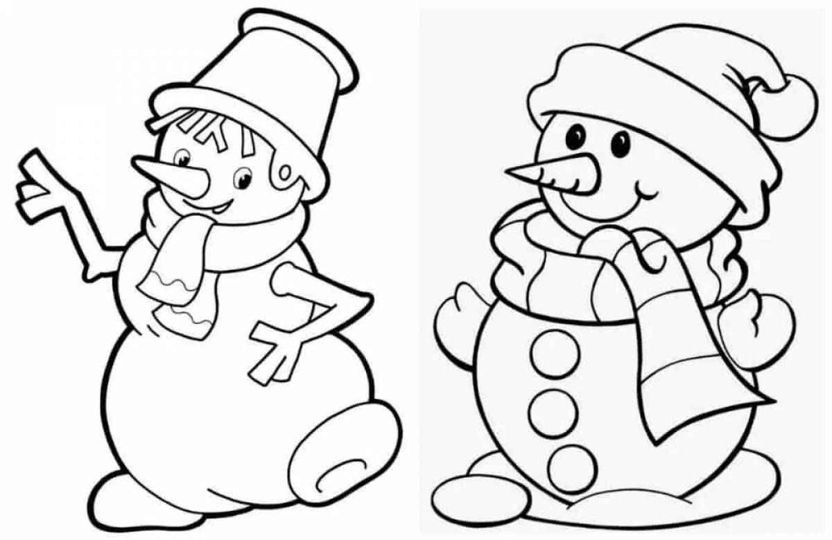 Whimsical snowman coloring book for kids 2-3 years old