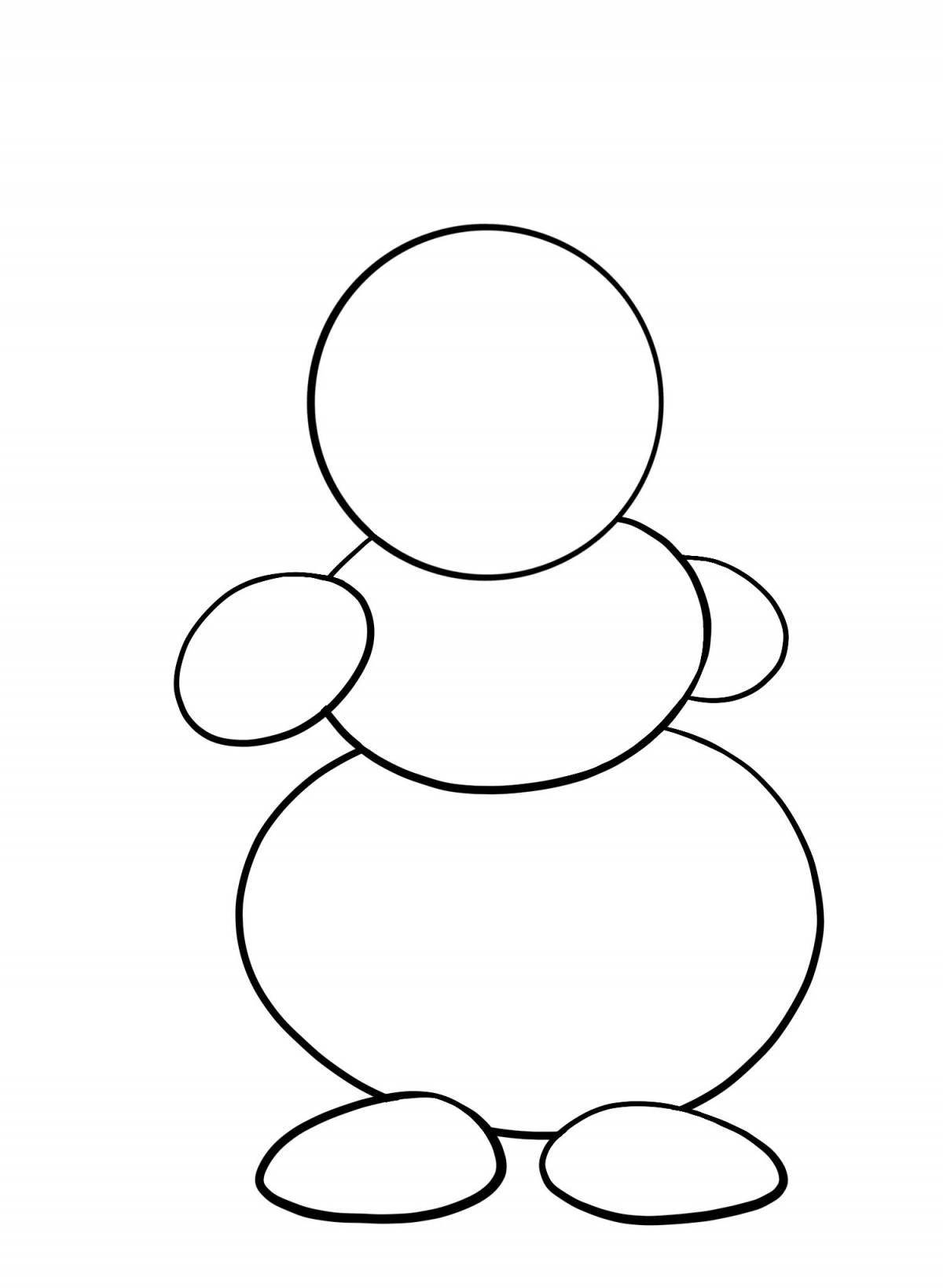 Увлекательная раскраска снеговик для детей 2-3 лет