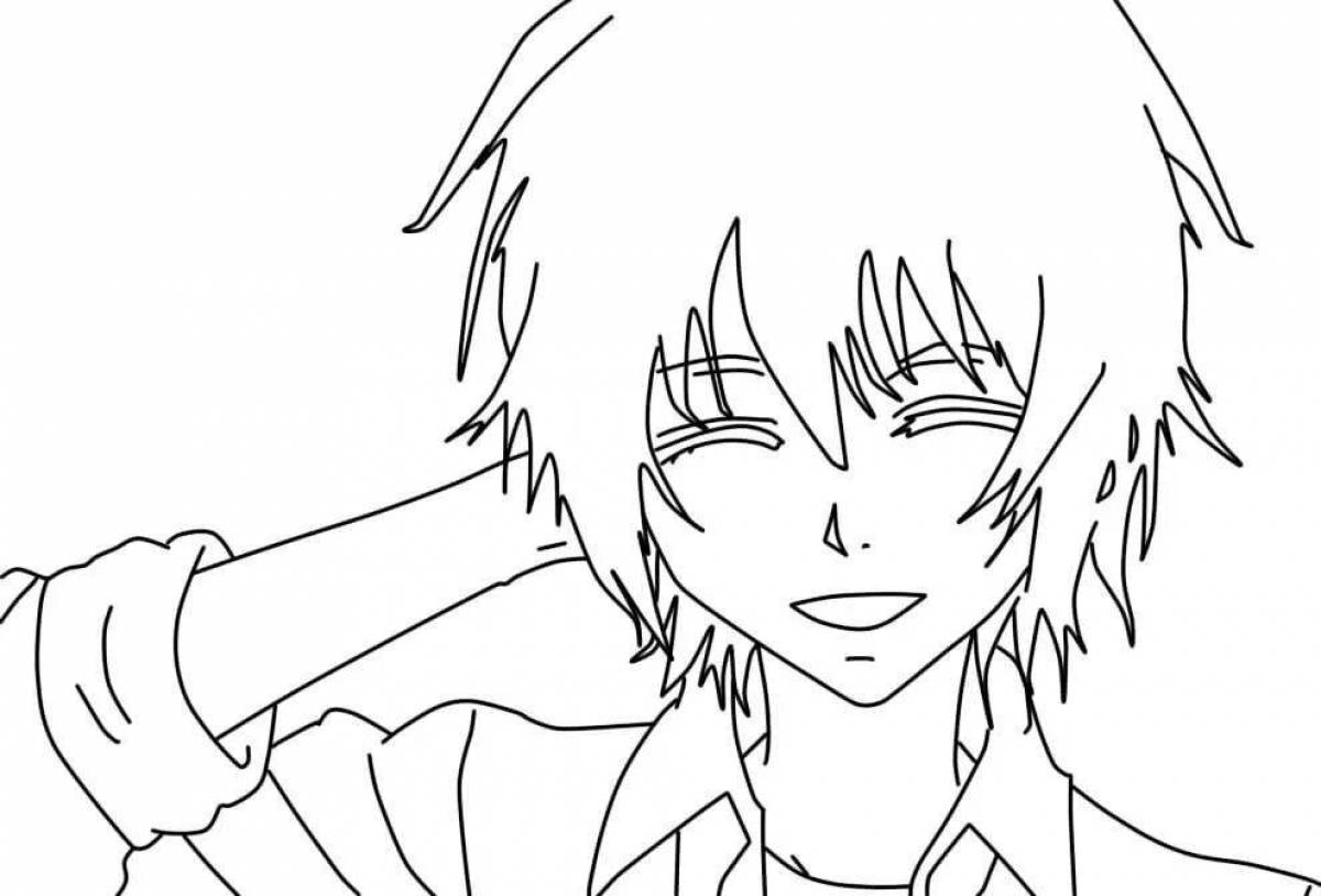 Exciting anime boy coloring pages