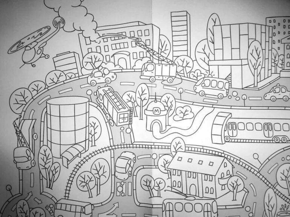 Coloring majestic city of the future