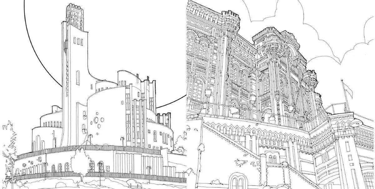 Prosperous city of the future coloring page