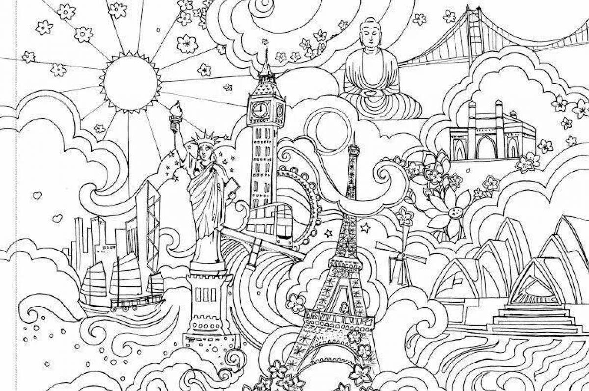Coloring book innovative city of the future