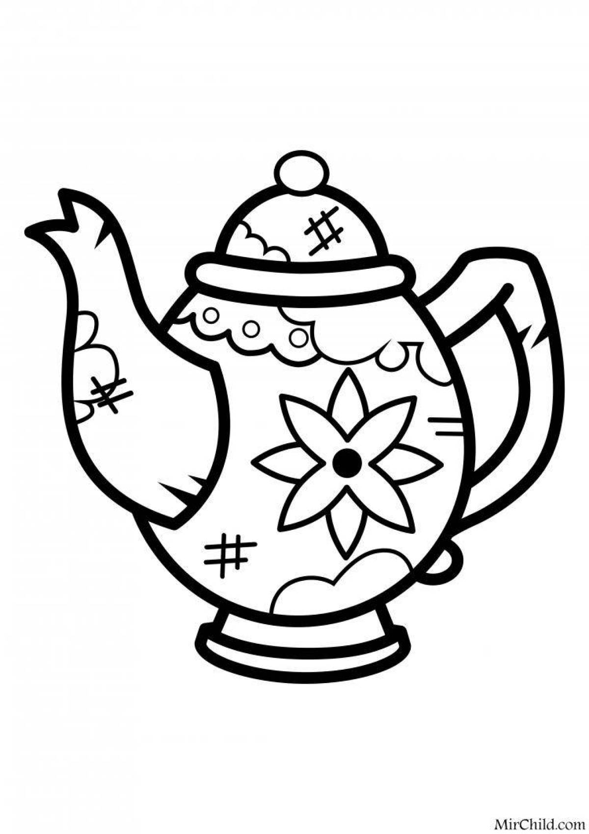 Colorful teapot coloring book for kids