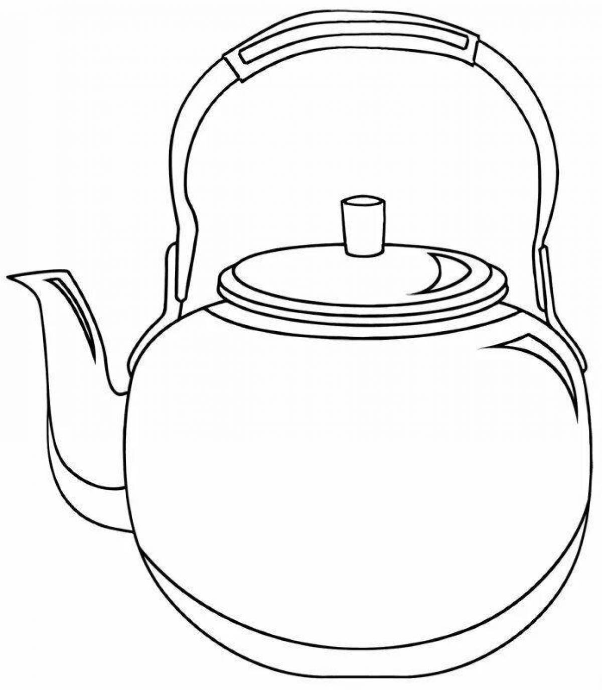 Cheerful teapot coloring for kids