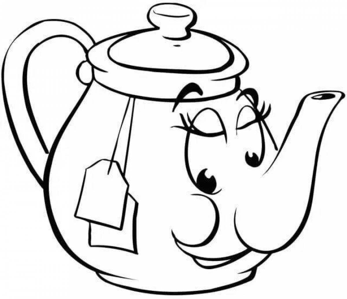 Adorable teapot coloring book for preschoolers