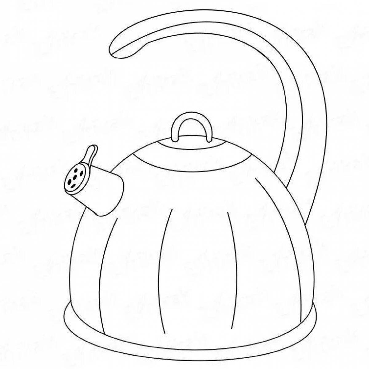 Fairytale coloring of teapot for babies