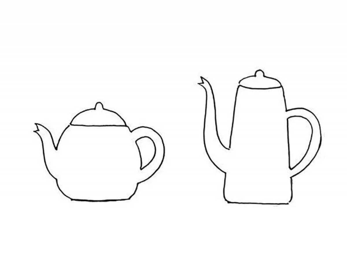 Joyful teapot coloring for minors