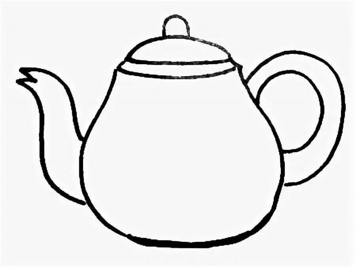 Cute teapot coloring for schoolchildren